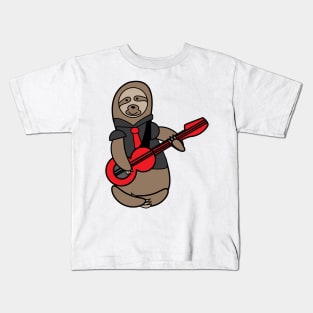 Sloth Playing Guitar Kawaii Kids T-Shirt